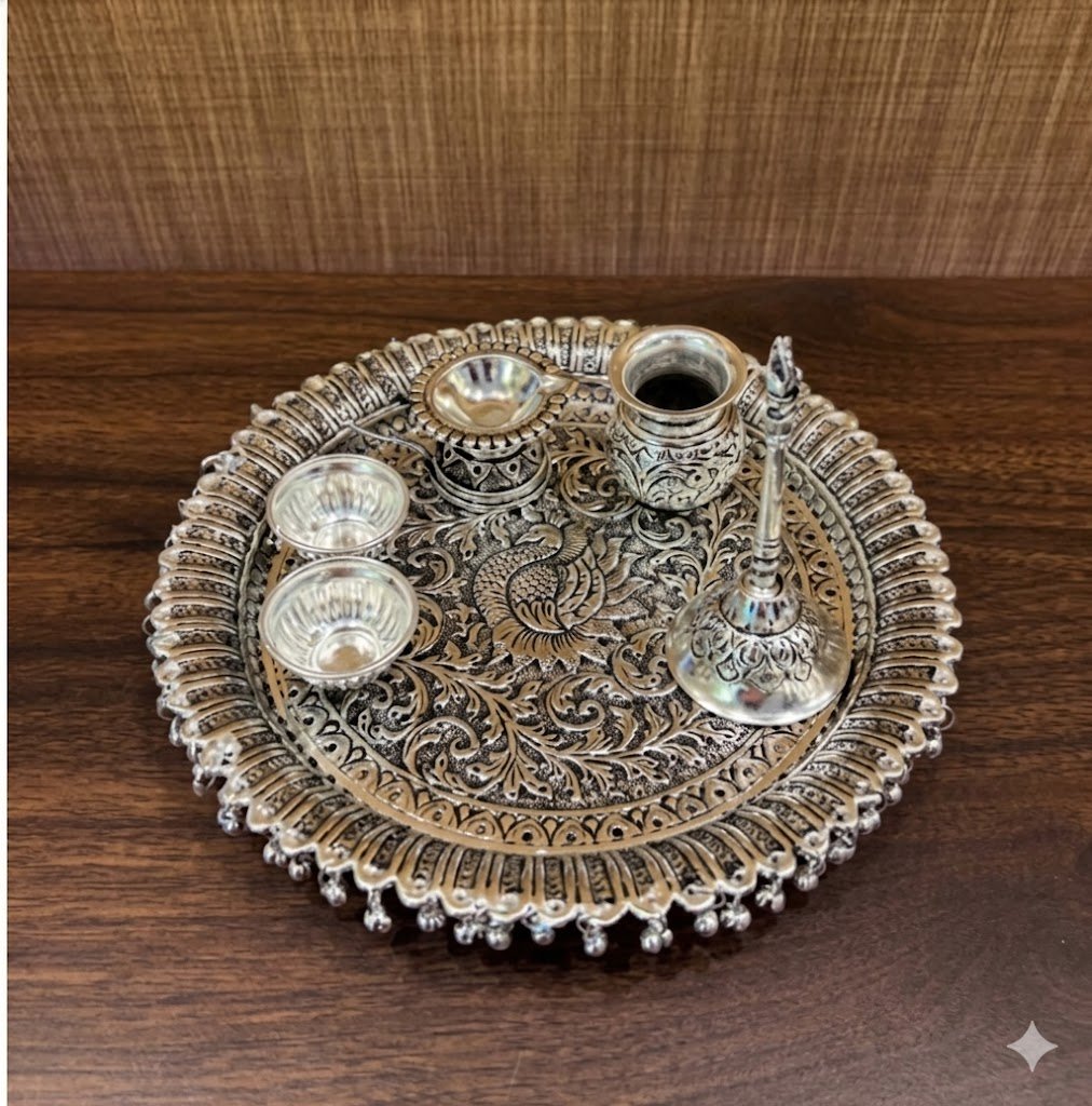 Peacock Design Pooja Thali Set