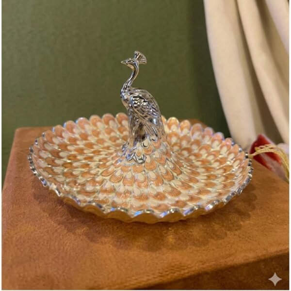 Enamel Peacock Feather Platter